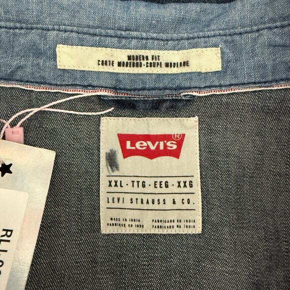 Levi’s Chambray Two-Tone Denim Shirt Men’s XXL Western Casual - Picture 4 of 8
